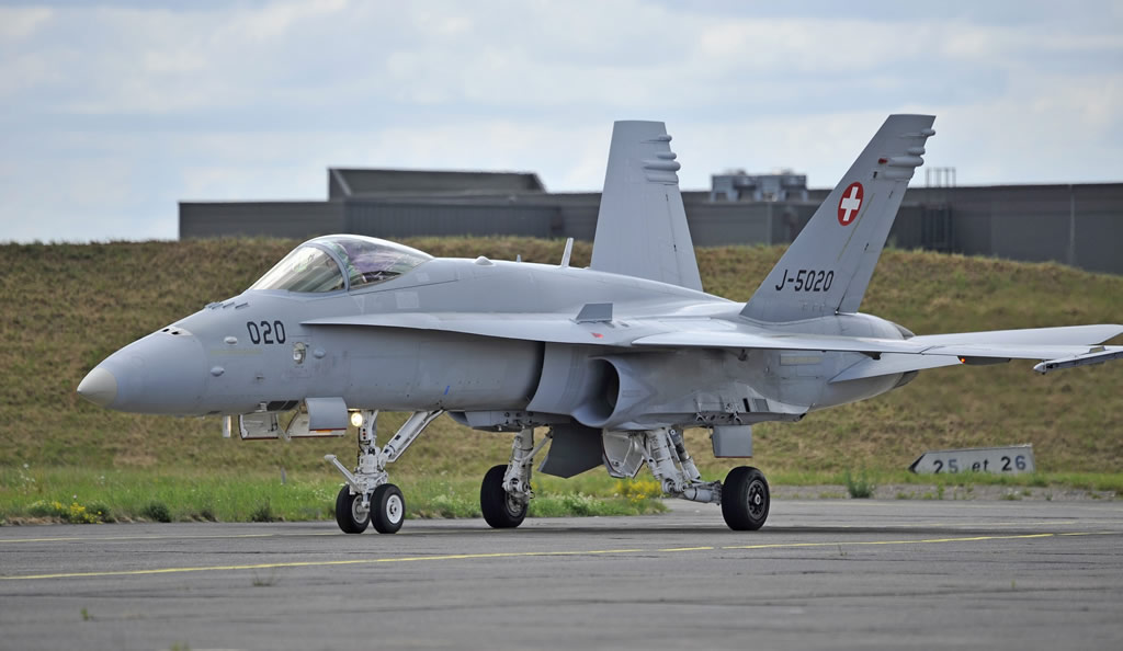 F/A-18 J-5020 of the Swiss Air Force, seen at Luxeuil in 2015